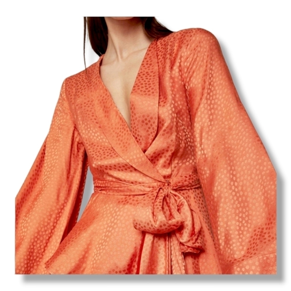 bcbgmaxazria Women's Long Sleeve Wrap |  Papaya Kimono Top